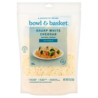 Bowl & Basket Shredded Sharp White Cheddar Natural Cheese, 8 oz