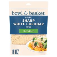 Bowl & Basket Shredded Sharp White Cheddar Natural Cheese, 8 oz