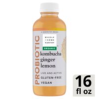 Wholesome Pantry Organic Probiotic Ginger Lemon Kombucha, 16 fl oz