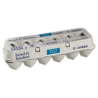 Bowl & Basket Fresh White Eggs, Jumbo, 12 count, 30 oz, 12 Each