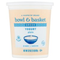 Bowl & Basket Plain Greek Yogurt, 32 oz, 32 Ounce