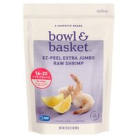 Bowl & Basket Ez-Peel Raw Shrimp, Extra Jumbo, 32-40 shrimp per bag, 32 oz, 2 Pound