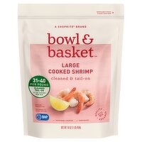 Bowl & Basket Cleaned & Tail-On Cooked Shrimp, Large, 31-40 shrimp per bag, 16 oz