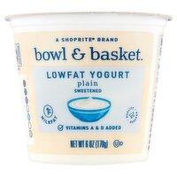 Bowl & Basket Plain Sweetened Lowfat Yogurt, 6 oz, 6 Ounce