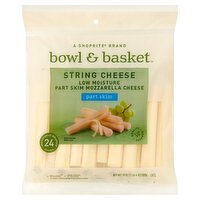 Bowl & Basket Low Moisture Part Skim Mozzarella String Cheese, 24 count, 24 oz