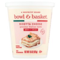 Bowl & Basket Whole Milk Ricotta Cheese, 15 oz, 15 Ounce