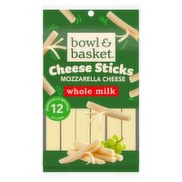 Bowl & Basket Whole Milk Low Moisture Mozzarella String Cheese, 12 count, 10 oz