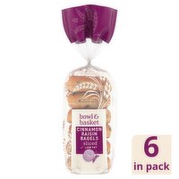 Bowl & Basket Sliced Cinnamon Raisin Bagels, 6 count, 20 oz