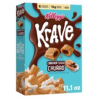 Kellogg's Krave Cinnamon Sugar Churro Breakfast Cereal, Breakfast Food, 11.1 oz Box