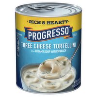 Progresso Three Cheese Tortellini in a Creamy Soup with Spinach, 18.5 oz, 18.5 Ounce