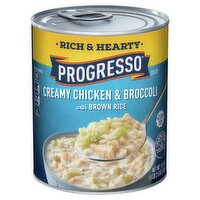 Progresso Rich & Hearty Creamy Chicken & Broccoli with Brown Rice Soup, 18.5 oz, 18.5 Ounce