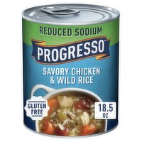Progresso Reduced Sodium Savory Chicken & Wild Rice Soup, 18.5 oz, 18.5 Ounce
