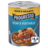 Progresso Rich & Hearty Steak & Vegetables Soup, 18.8 oz, 18.8 Ounce