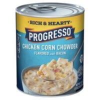 Progresso Rich & Hearty Chicken Corn Chowder Flavored with Bacon Soup, 18.5 oz, 18.5 Ounce