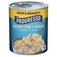Progresso Rich & Hearty Chicken Corn Chowder Flavored with Bacon Soup, 18.5 oz, 18.5 Ounce