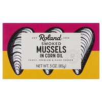 Roland Smoked Mussels in Corn Oil, 3 oz