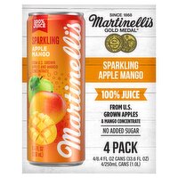 Martinelli's Gold Medal Sparkling Apple Mango Juice, 8.4 fl oz, 4 count