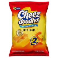 Wise Cheez Doodles Baked Puffs Hot & Honey Cheese Flavored Corn Snacks, 3.25 oz, 3.25 Ounce