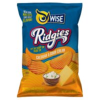 Wise Ridgies Cheddar & Sour Cream Ridged Potato Chips, 7.875 oz, 7.88 Ounce