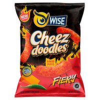 Wise Cheez Doodles Fiery Cheese Flavored Corn Snacks, 7 oz