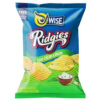 Wise Ridgies Sour Cream & Onion Flavored Ridged Potato Chips, 2.25 oz