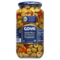 Goya Pitted Manzanilla Salad Olives & Pimientos Condimento, 20 oz