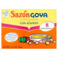 Sazón Goya Con Azafrán Seasoning, 8 count, 1.41 oz, 1.41 Ounce