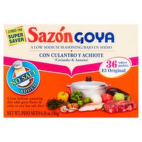 Goya Sazón No Salt Added Coriander & Annatto Seasoning Super Saver Jumbo Pak, 36 count, 6.33 oz