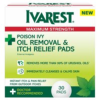 Ivarest Maximum Strength Poison Ivy Oil Removal & Itch Relief Pads, 30 count