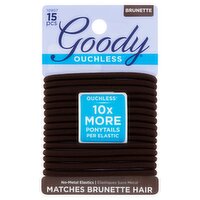 Goody Ouchless Brunette No-Metal Elastics, 15 count