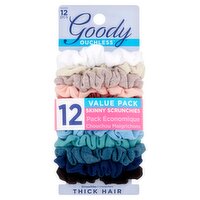 Goody Ouchless Thick Hair Skinny Scrunchies Value Pack, 12 count, 12 Each