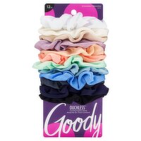 Goody Scrunchie Large Plain Cotton Soft Assorted, 12 count