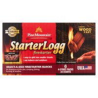 Pine Mountain StarterLogg Select-A-Size Firestarter Blocks, 6 count