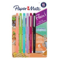 Paper Mate Flair! Scented Sunday Brunch Medium Point 0.7mm Felt Tip Pens, 6 count