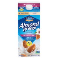 Blue Diamond Almonds Almond Breeze Unsweetened Vanilla Almondmilk, half gallon, 1.89 Each