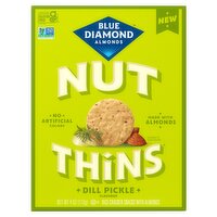 Blue Diamond Almonds Nut Thins Dill Pickle Flavored Rice Cracker Snacks with Almonds, 4 oz