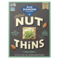 Blue Diamond Almonds Artisan Nut Thins Flax Seeds Rice Cracker Snacks with Almonds, 3.75 oz