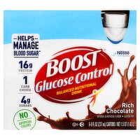 Nestlé Boost Glucose Control Rich Chocolate Balanced Nutritional Drink, 8 fl oz, 6 count