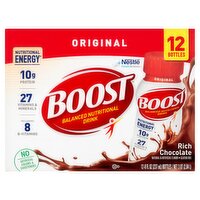 Nestlé Boost Original Rich Chocolate Balanced Nutritional Drink, 8 fl oz, 12 count, 96 Fluid ounce