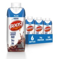 Nestlé Health Science Boost Plus Rich Chocolate Balanced Nutritional Drink, 8 fl oz, 6 count