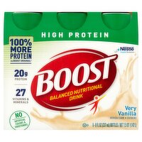 Nestlé Boost High Protein Very Vanilla Balanced Nutritional Drink, 8 fl oz, 6 count, 48 Fluid ounce