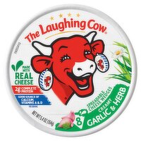 The Laughing Cow Creamy Garlic & Herb Spreadable Cheese Wedges, 8 count, 5.4 oz, 5.4 Ounce