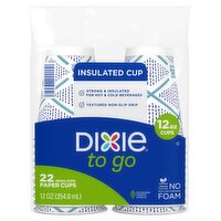 Dixie To Go 12oz Insulated Paper Cups, 22 count, 22 Each