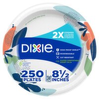 Dixie Disposable Paper Plates, 8.5", Multi-Color, 250 Count