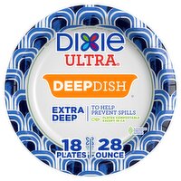 Dixie Ultra Deep Dish Disposable Paper Plates, 28 oz, Multi-Color, 18 Count, 18 Each