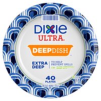 Dixie Ultra Deep Dish Disposable Paper Plates, 28 oz, Multi-Color, 40 Count