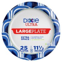 Dixie Ultra Large Plate Disposable Paper Plates, 11.5", Multi-Color, 25 Count, 25 Each