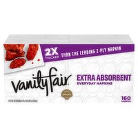 VANITY FAIR® EXTRA ABSORBENT NAPKINS, DISPOSABLE WHITE PAPER NAPKINS, 160 COUNT, 160 Each