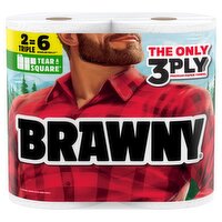 Brawny Tear-A-Square Paper Towels, 114 3-ply sheets per roll, 2 count