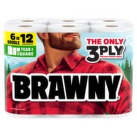 Brawny Tear-A-Square Paper Towels, 76 3-ply sheets per roll, 6 count